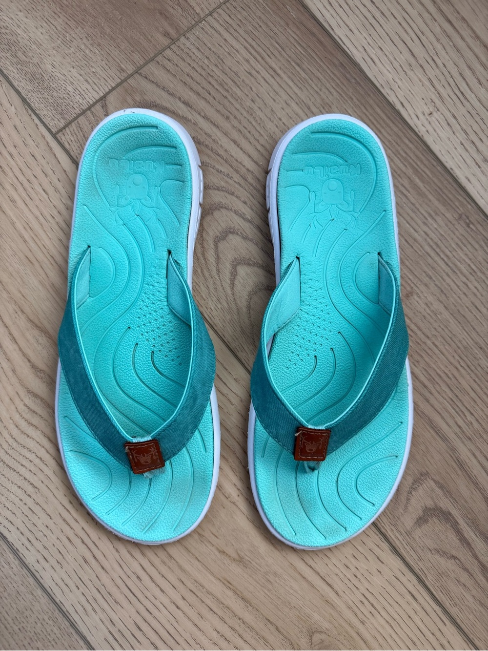 KuaiLu Light Teal Women's Comfort Flip Flop Sandals - Picture 3 of 4